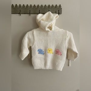 Knit sweater jacket with hood